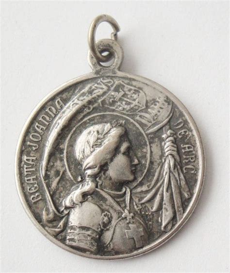 St Joan Of Arc On Horseback Medal Sterling Silver Antique Replica