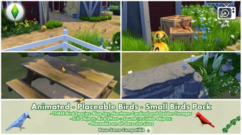 Animated Placeable Birds Small Birds Pack By Bakie At Tsr Sims 4 Updates