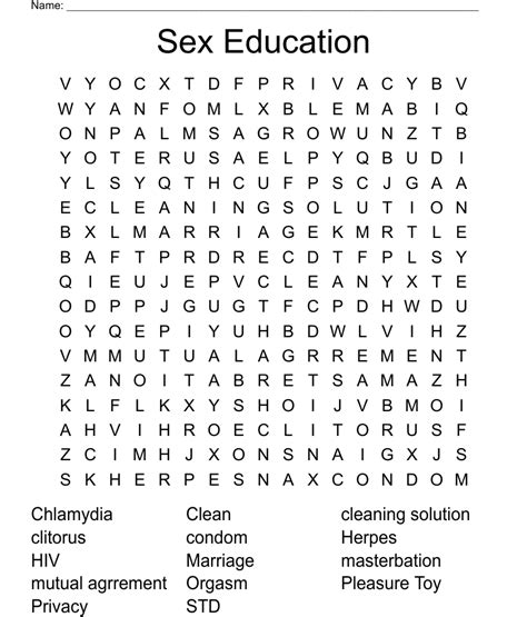 Sex Education Word Search Wordmint
