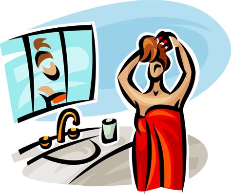 Vector Illustration Of Woman Just Out Of The Shower Clip Art Get Ready Png Download Large