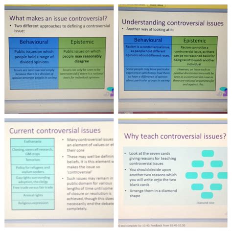 Dealing with controversial issues, how to teach them and explored current controversial issues 