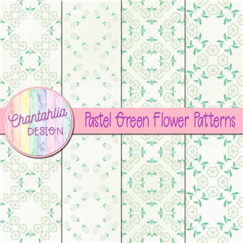 Free Digital Papers Featuring Pastel Green Flower Patterns Designs