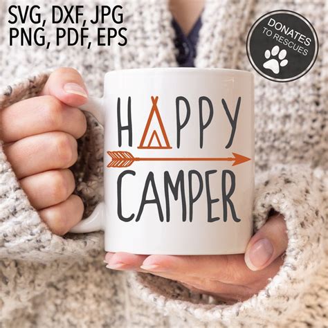 Happy Camper Svg Dxf Cricut Silhouette Camping Svg Etsy