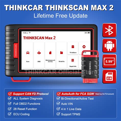 thinkcar thinktool thinkscan max 2 full system lifetime free af dpf immo 28 reset ecu coding