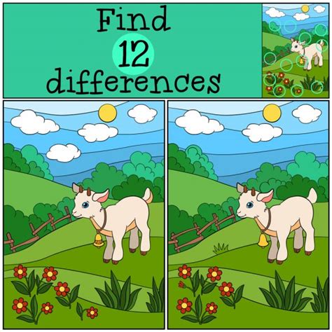 Children Games Find Differences Little Cute Pig Stands In The Stock