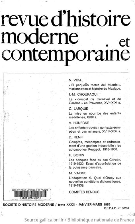 Revue Dhistoire Moderne Et Contemporaine Société Dhistoire Moderne