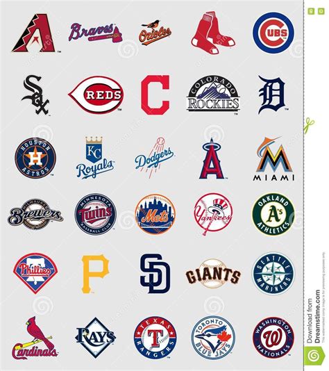 Major League Baseball Logos Editorial Stock Photo Illustration Of