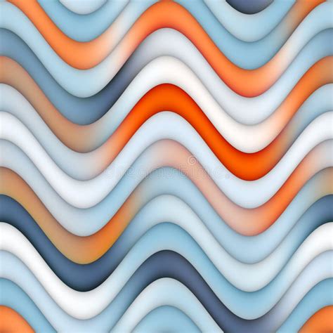 Raster Seamless Blue Orange Lines Gradient Wavy Stripes Pattern Stock