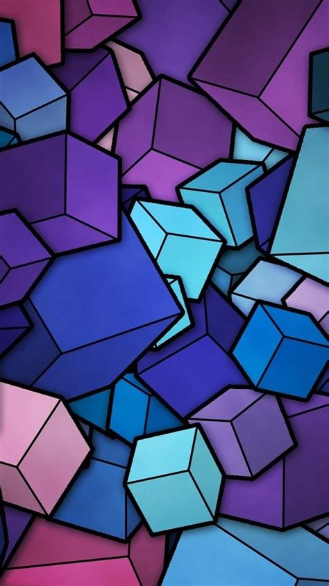 Abstract Blue Cyan And Purple Cubes Abstract Iphone Cool For Phones