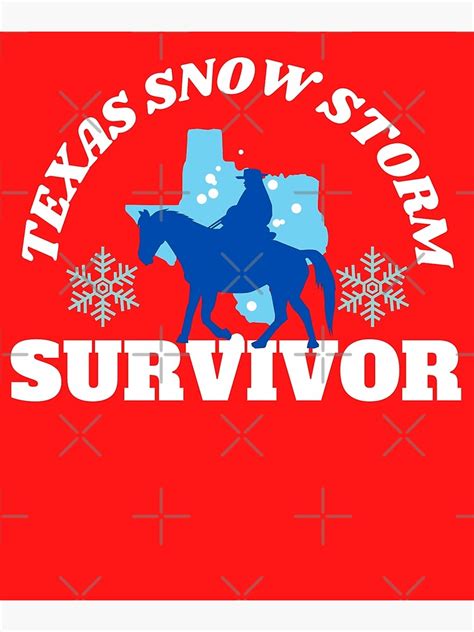 Cowboy Winter Rider 2022 Texas Winter Survivor Red Poster By