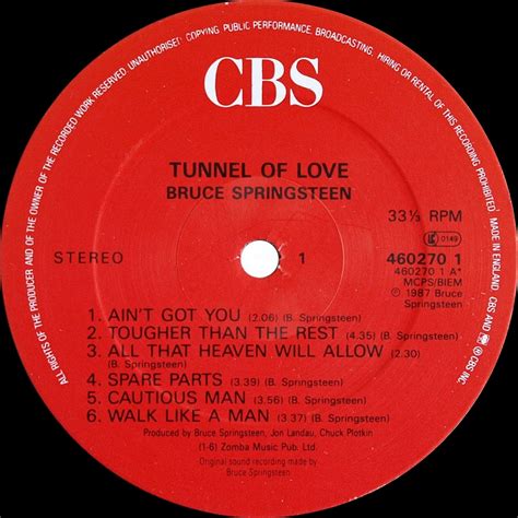 1987 Tunnel Of Love Bruce Springsteen Rockronología