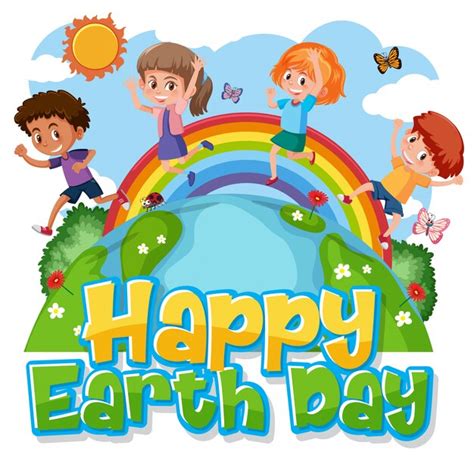 Premium Vector Poster Design For Happy Earth Day With Happy Children