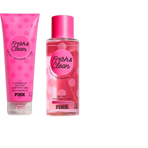Pinkvictorias Secret Fresh And Clean Body Mist And Lotion Set Of 2