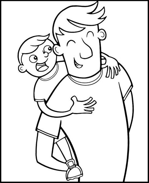 Father And Son Coloring Page Worksheet