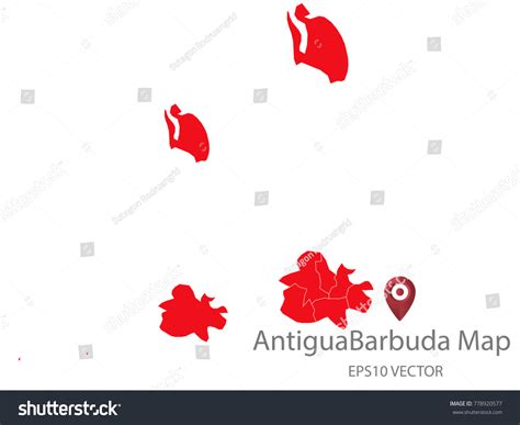 Couple Set Mapred Map Antigua Barbudavector Stock Vector Royalty Free