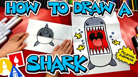 This is a simple and cute how to draw and color tutorial of toy items for little children, toddlers, and babies. How To Draw A Shark Folding Surprise Puppet
