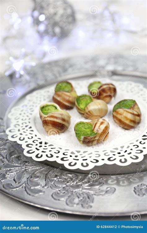 Traditional French Cuisine Snails Sauce Burgundy Stock Photo Image