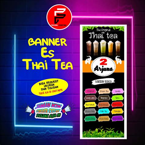 Banner Thai Tea Spandu Es Thai Tea Banner Minuman Thaitea Banner Custom Ukuran X