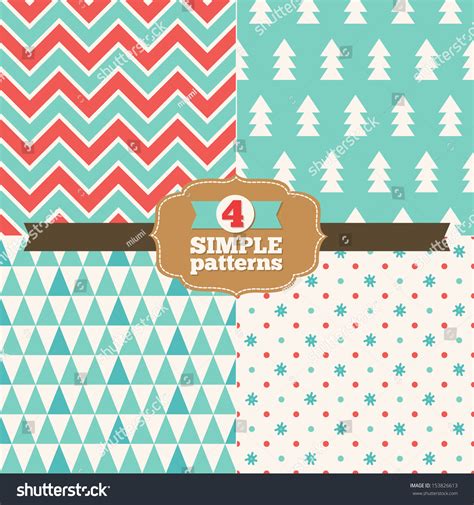 Set Simple Christmas Patterns Stock Vector 153826613 Shutterstock