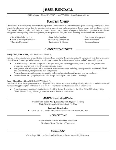 Pastry Chef Resume Sample Chef Resume Resume Objective Examples Job