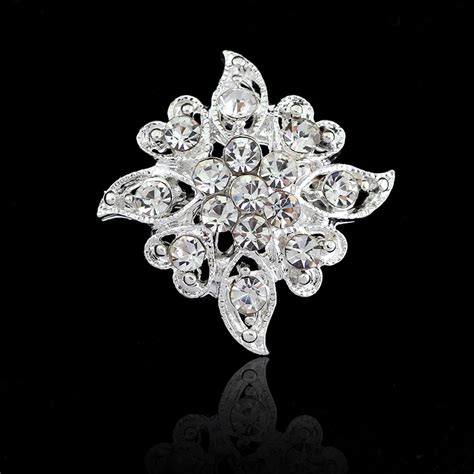 Silver Tone Small Flower Crystal Brooch Pins Fashion Women Brooches Jewelry Hijab Pins Broche In