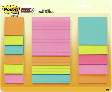 Post It Super Sticky Notes Assorted Sizes 15pkg Miami 2x2 3x3 4