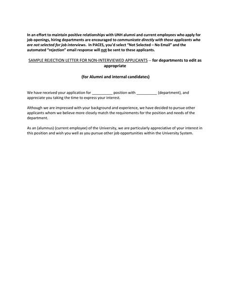 Employment Application Rejection Letter - How to write an employment