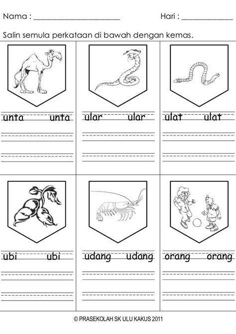 Latihan Menulis Suku Kata Prasekolah Belajar Mengeja 2 Suku Kata B