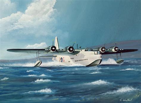 Short Sunderland Flying Boat Aircraft Painting Short Sunderland