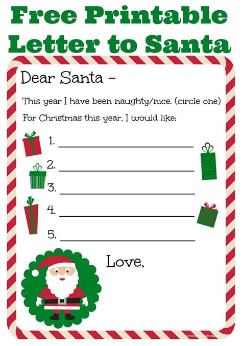 Free Printable Letter To Santa Archives Events To Celebrate