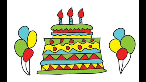 Birthday cakes are often depicted with multiple layers and filled with tons of decorations and candles. How to draw birthday cake | cake draw & color | draw for ...
