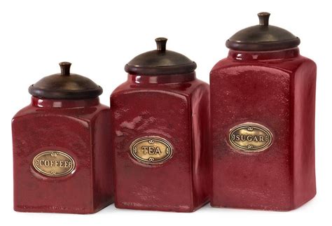 Kitchen Canister Sets In Red Color Homesfeed