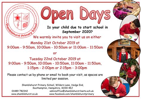 2020 2021 Open Days Shamblehurst Primary School