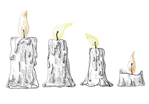 Premium Vector Hand Drawn Set Of Burning Candles Vector Illustration