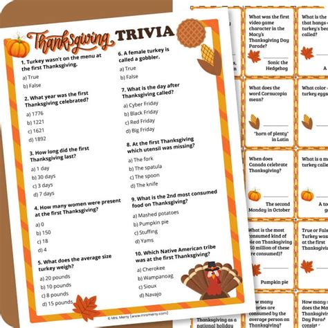 Thanksgiving Trivia Questions And Answers Printable