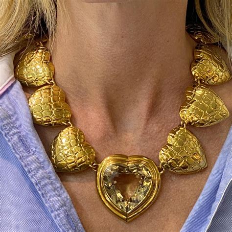 Gucci Citrine Heart 18 Karat Yellow Gold Vintage Estate Designer