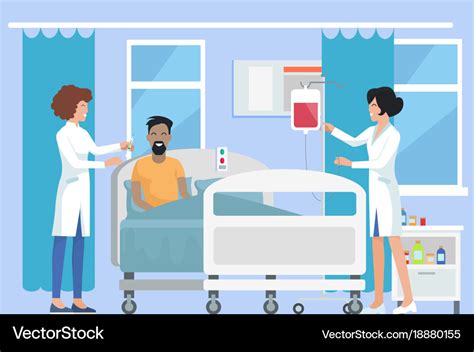 Nurses Caring For Patient Royalty Free Vector Image