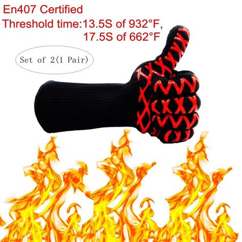Extreme Red Mesh Heat Resistant Gloves Withstand Heat Up To 932f Made