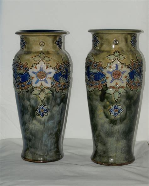 Pair Of Large 14 Inch Royal Doulton Vases By Maud Bowden Talking Antiques