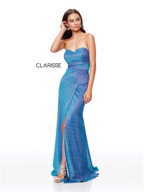3769 Iridescent Turquoise Shimmer Jersey Strapless Prom Dress Prom