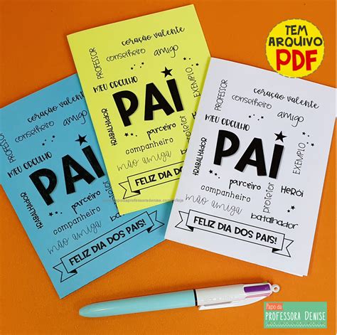Com o cartão gaveta premiação é entregue no momento do reconhecimento. CARTÃO DIA DOS PAIS - ESTRELA - Papo da Professora Denise
