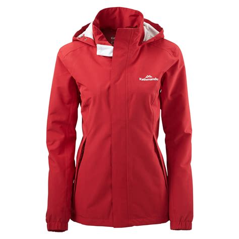 Kathmandu Andulo Womens 2 Layer Rain Coat Hooded Waterproof Jacket Red