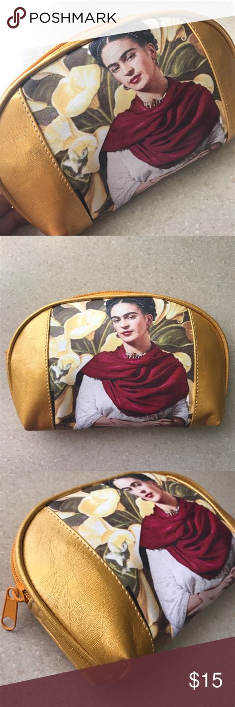 ⭐️new Frida Kahlo Cosmetic Bag Gold Classic Mexico Cosmetic Bag Bags