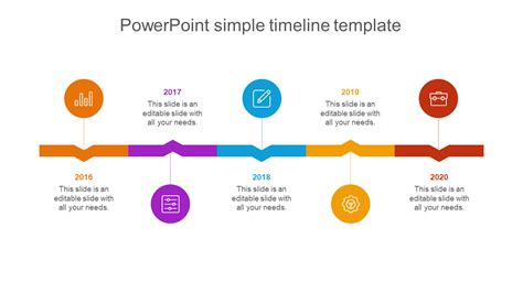 Editable Powerpoint Simple Timeline Template Ppt Slide Gambaran