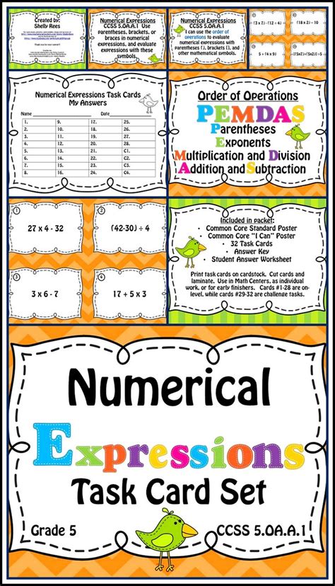 Writing Numerical Expressions Worksheet