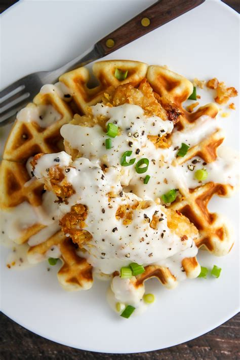 Oven Fried Chicken With Waffles And White Gravy Baker By Nature