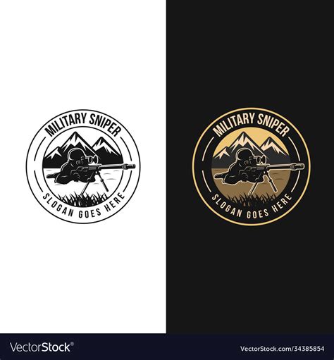 Badge Emblem Military Sniper Logo Royalty Free Vector Image