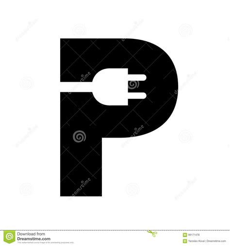 Charging Parking Creative Sign Plug In Letter P Stock