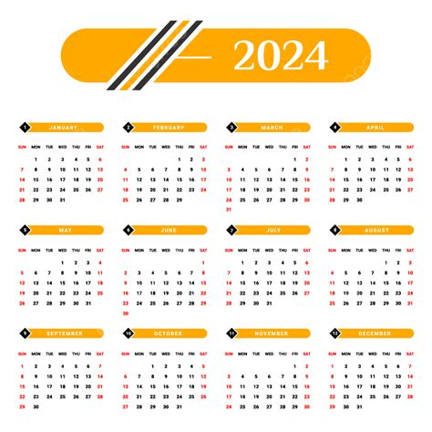 Calendário 2024 Com Estilo único Amarelo E Preto Png Calendário