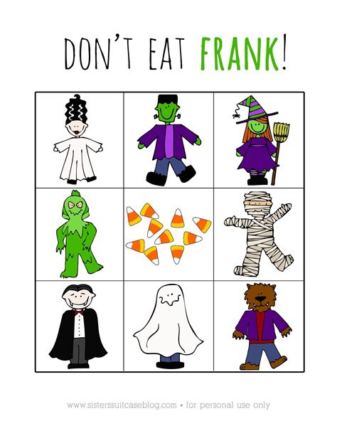 Printable Halloween Game Dont Eat Frank My Sisters